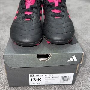 Adidas Kids Goletto VIII FG J Black Pink Soccer Shoes